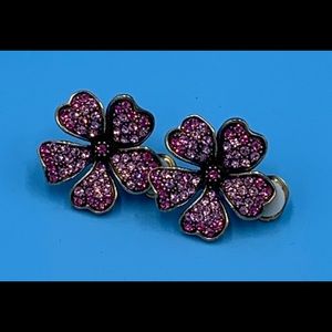 Heidi Daus pink crystal clip earrings.